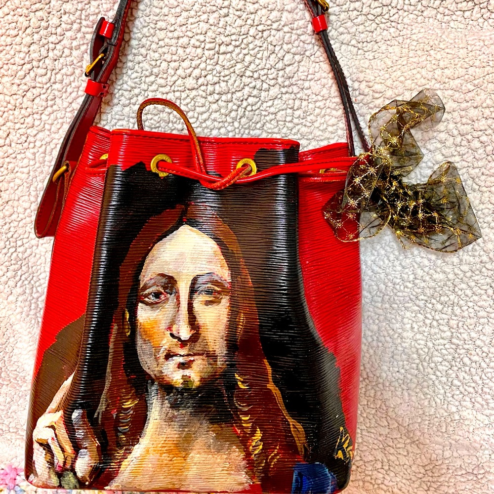 Custom painted Authentic Louis Vuitton Bucket Bag